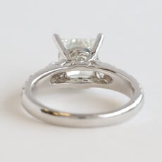 American Jewelry 18k White Gold 3.03ctw (2.09 J/VS1 GIA Ctr) Princess Cut Diamond Accented Solitaire Engagement Ring