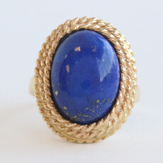 American Jewelry ESTATE 14k Yellow Gold Lapis Lazuli Oval Ring