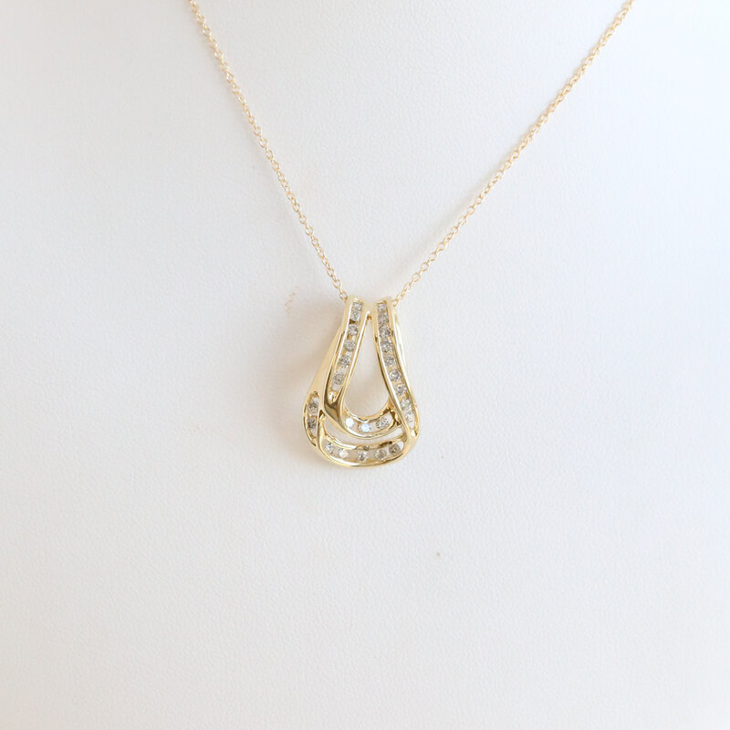 American Jewelry ESTATE 14k Yellow Gold Approx .50ctw Diamond Necklace