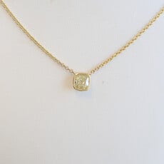 American Jewelry 14k Yellow Gold 1.02ct Fancy Yellow I1 Cushion Diamond Bezel Necklace
