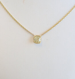 American Jewelry 14k Yellow Gold 1.02ct Fancy Yellow I1 Cushion Diamond Bezel Necklace