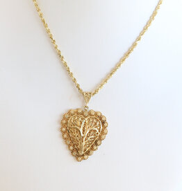 American Jewelry ESTATE 14k Yellow Gold Family Tree Heart Necklace