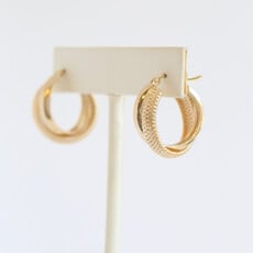 American Jewelry ESTATE 14k Yellow Gold Double Hoop Textured Earrings