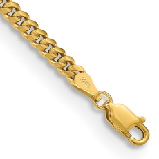 14k Yellow Gold 3.5mm Solid Miami Cuban Link Bracelet (8")
