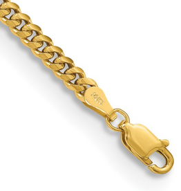 14k Yellow Gold 3.5mm Solid Miami Cuban Link Bracelet (8")