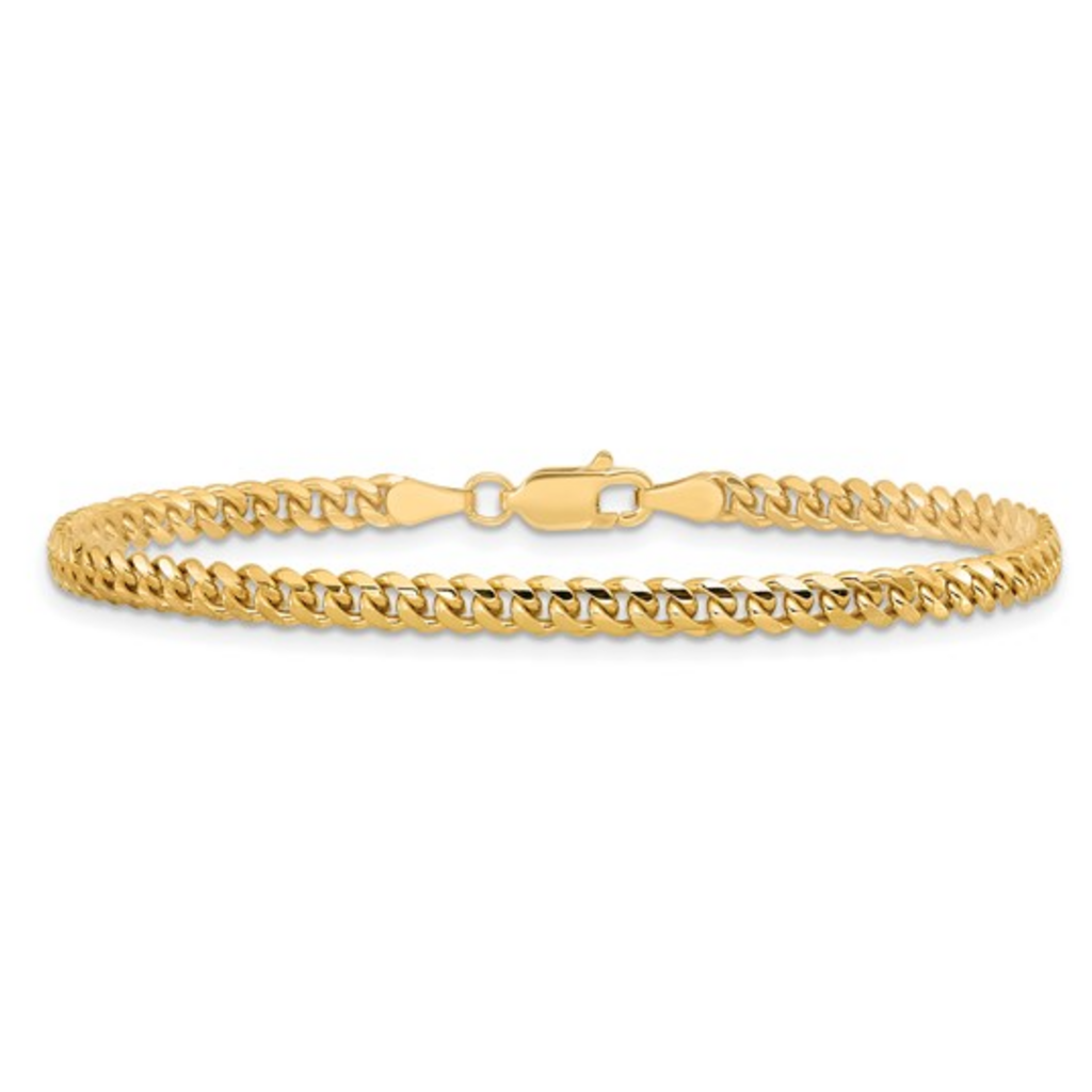 14k Yellow Gold 3.5mm Solid Miami Cuban Link Bracelet (8")