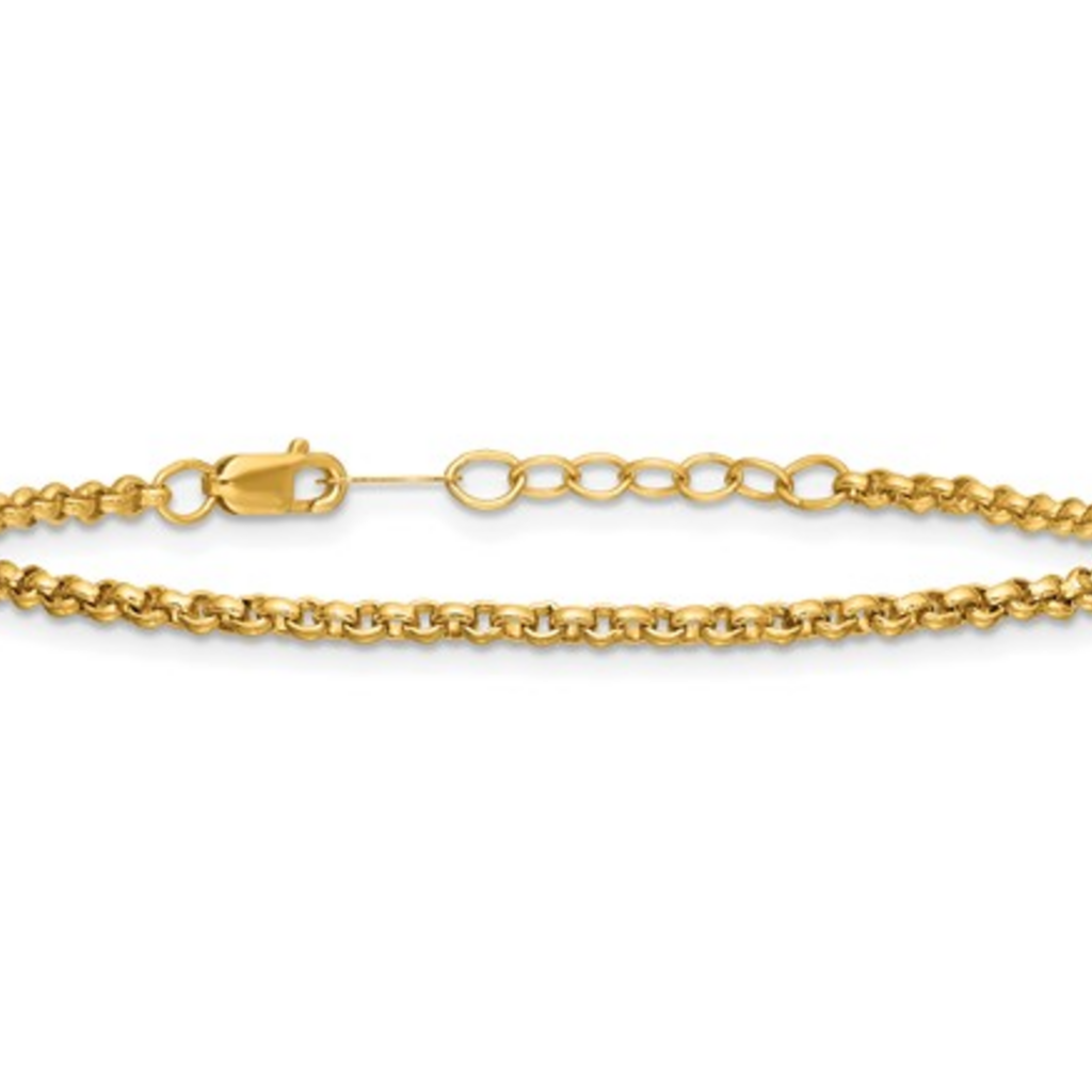 14k Yellow Gold-Filled 2.5mm Rolo Link Bracelet (6"-7")