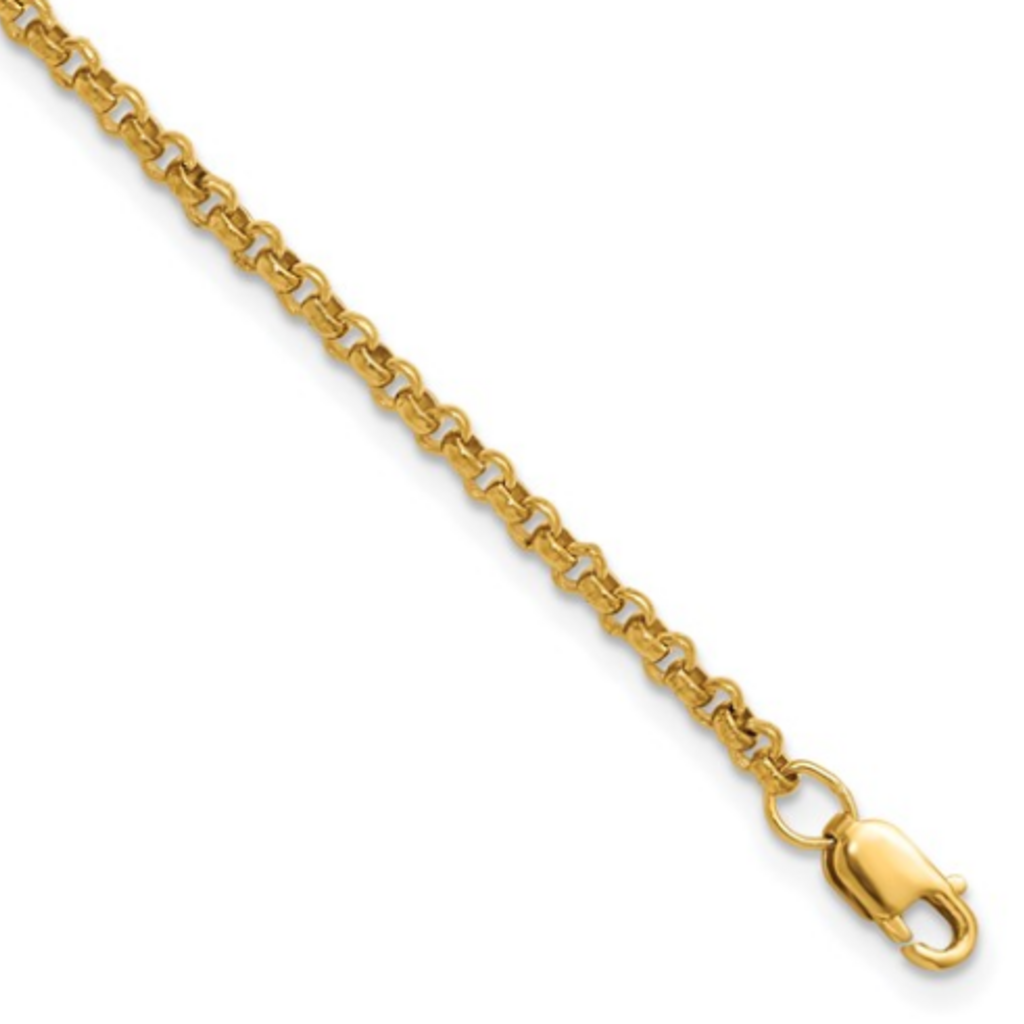 14k Yellow Gold-Filled 2.5mm Rolo Link Bracelet (6"-7")