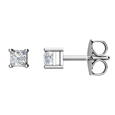 American Jewelry 14k White Gold .30ctw Diamond Princess Cut Solitaire Stud Earrings
