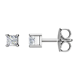 American Jewelry 14k White Gold .30ctw Diamond Princess Cut Solitaire Stud Earrings