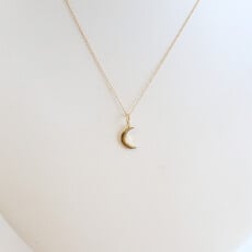 American Jewelry 14k Yellow Gold Petite Crescent Moon Necklace