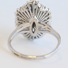 American Jewelry ESTATE 14k White Gold Approx. 2.75ctw (.75 F/VS2 Ctr) Marquise & Baguette Diamond Ballerina Ring