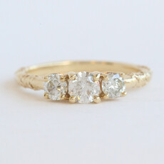 American Jewelry 14k Yellow Gold 1.04ctw Diamond Accented 3 Stone Past Present Future Ring
