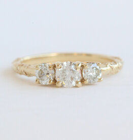 American Jewelry 14k Yellow Gold 1.04ctw Diamond Accented 3 Stone Past Present Future Ring