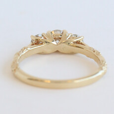 American Jewelry 14k Yellow Gold 1.04ctw Diamond Accented 3 Stone Past Present Future Ring