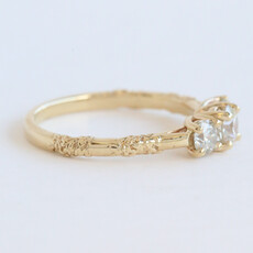 American Jewelry 14k Yellow Gold 1.04ctw Diamond Accented 3 Stone Past Present Future Ring