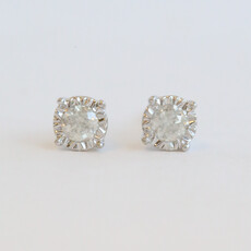 American Jewelry ESTATE 10k White Gold Approx .20ctw Diamond Illusion Set Stud Earrings