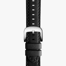 Shinola Shinola Black 22mm Leather Watch  Strap with Silver Buckle
