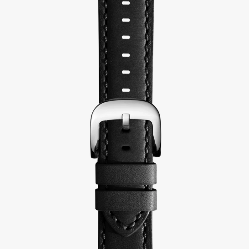 Shinola Shinola Black 22mm Leather Watch  Strap with Silver Buckle