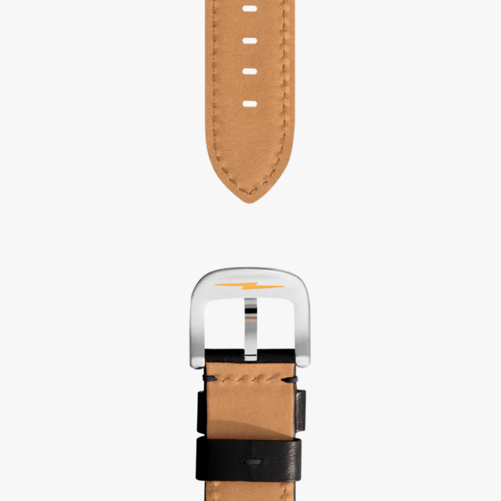 Shinola Shinola Black 22mm Leather Watch  Strap with Silver Buckle
