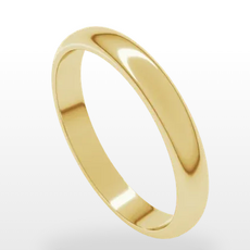 14k Yellow Gold 3mm Half Round Polished Wedding Band (size 6.5)