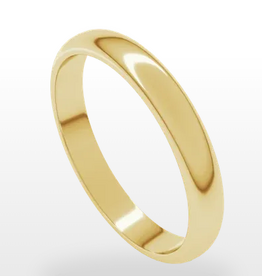 14k Yellow Gold 3mm Half Round Polished Wedding Band (size 6.5)
