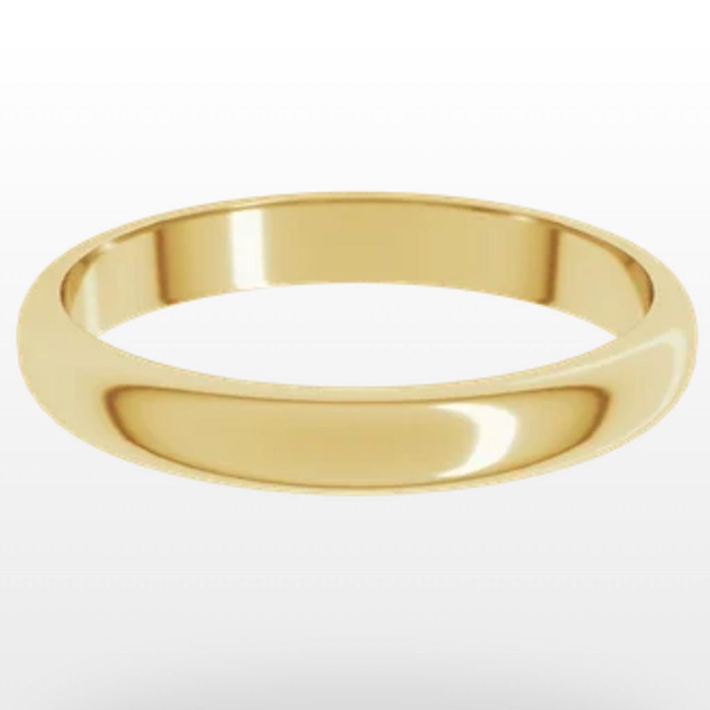 14k Yellow Gold 3mm Half Round Polished Wedding Band (size 6.5)