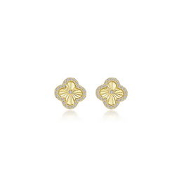 Lafonn Lafonn Silver Gold-Plated .50ctw Simulated Diamond Mini Clover Stud Earrings