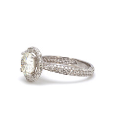 American Jewelry 14k White Gold 2.67ctw (1.52 G/SI2 Ctr) Round Diamond Pave Halo Engagement Ring