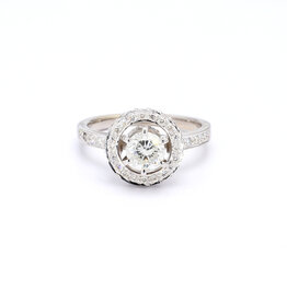 American Jewelry 18K White Gold 1.59ctw (1ct F/I1 Round) Diamond Double Edged Halo & Hidden Halo Engagement Ring (Size 5.5)