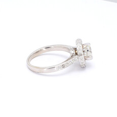 American Jewelry 18K White Gold 1.59ctw (1ct F/I1 Round) Diamond Double Edged Halo & Hidden Halo Engagement Ring (Size 5.5)