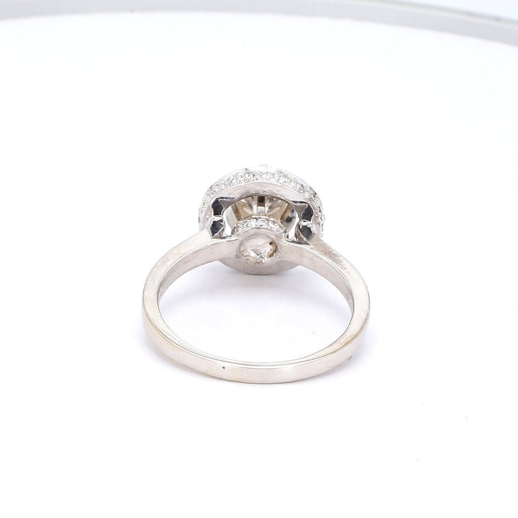 American Jewelry 18K White Gold 1.59ctw (1ct F/I1 Round) Diamond Double Edged Halo & Hidden Halo Engagement Ring (Size 5.5)