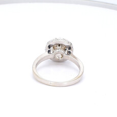 American Jewelry 18K White Gold 1.59ctw (1ct F/I1 Round) Diamond Double Edged Halo & Hidden Halo Engagement Ring (Size 5.5)