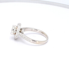 American Jewelry 18K White Gold 1.59ctw (1ct F/I1 Round) Diamond Double Edged Halo & Hidden Halo Engagement Ring (Size 5.5)