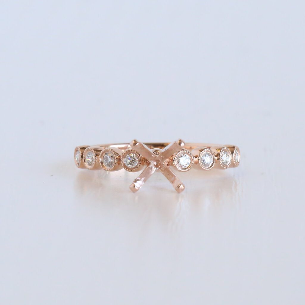 American Jewelry 14k Rose Gold 0.24ctw Diamond Bezel Set Semi-Mount Engagement Ring (Size 6)