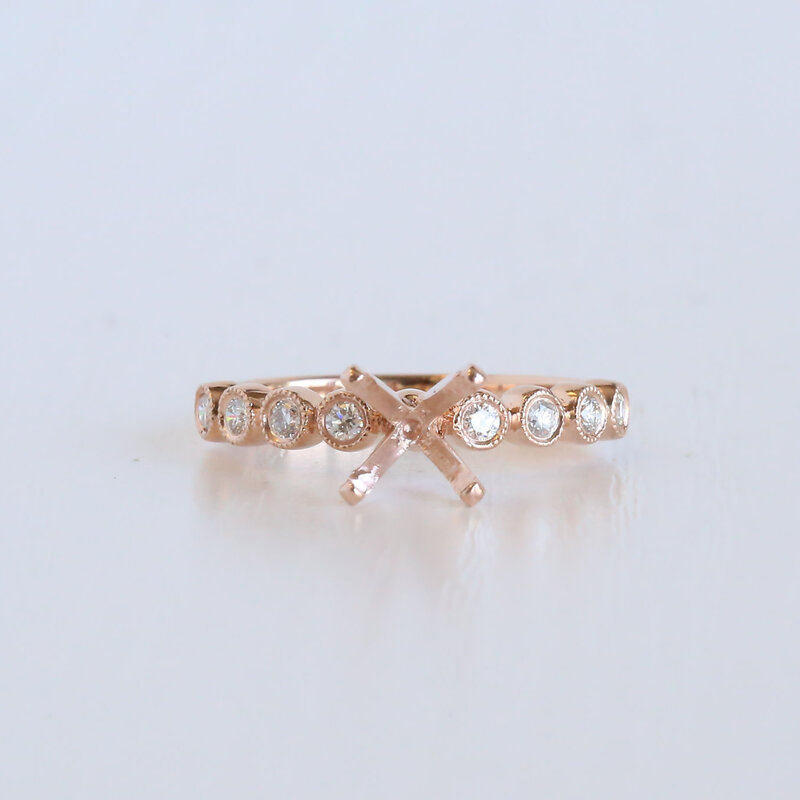 American Jewelry 14k Rose Gold 0.24ctw Diamond Bezel Set Semi-Mount Engagement Ring (Size 6)