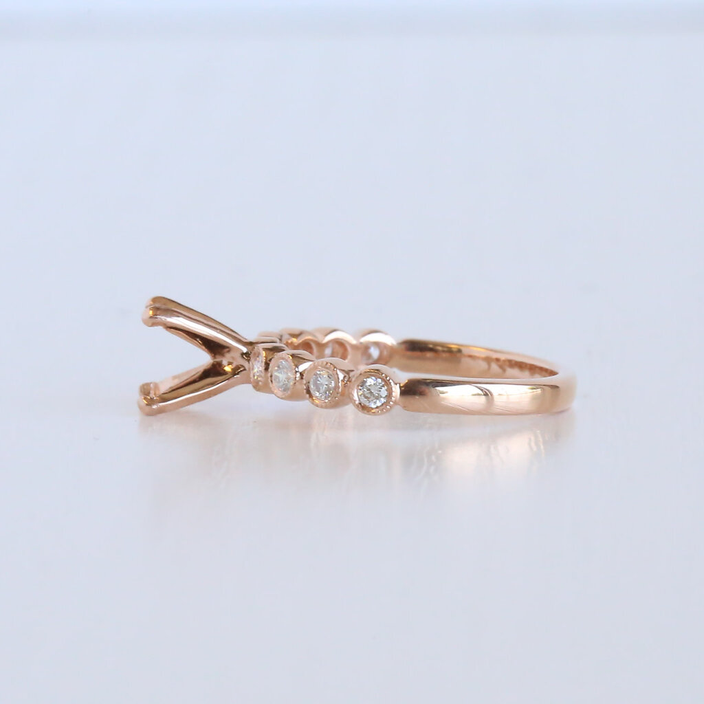 American Jewelry 14k Rose Gold 0.24ctw Diamond Bezel Set Semi-Mount Engagement Ring (Size 6)