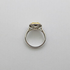 American Jewelry 18k White Gold 1.8ct-Ctr FY/SI1 GIA 2.43ctw Fancy Yellow Cushion Cut Diamond Double Halo Engagement Ring