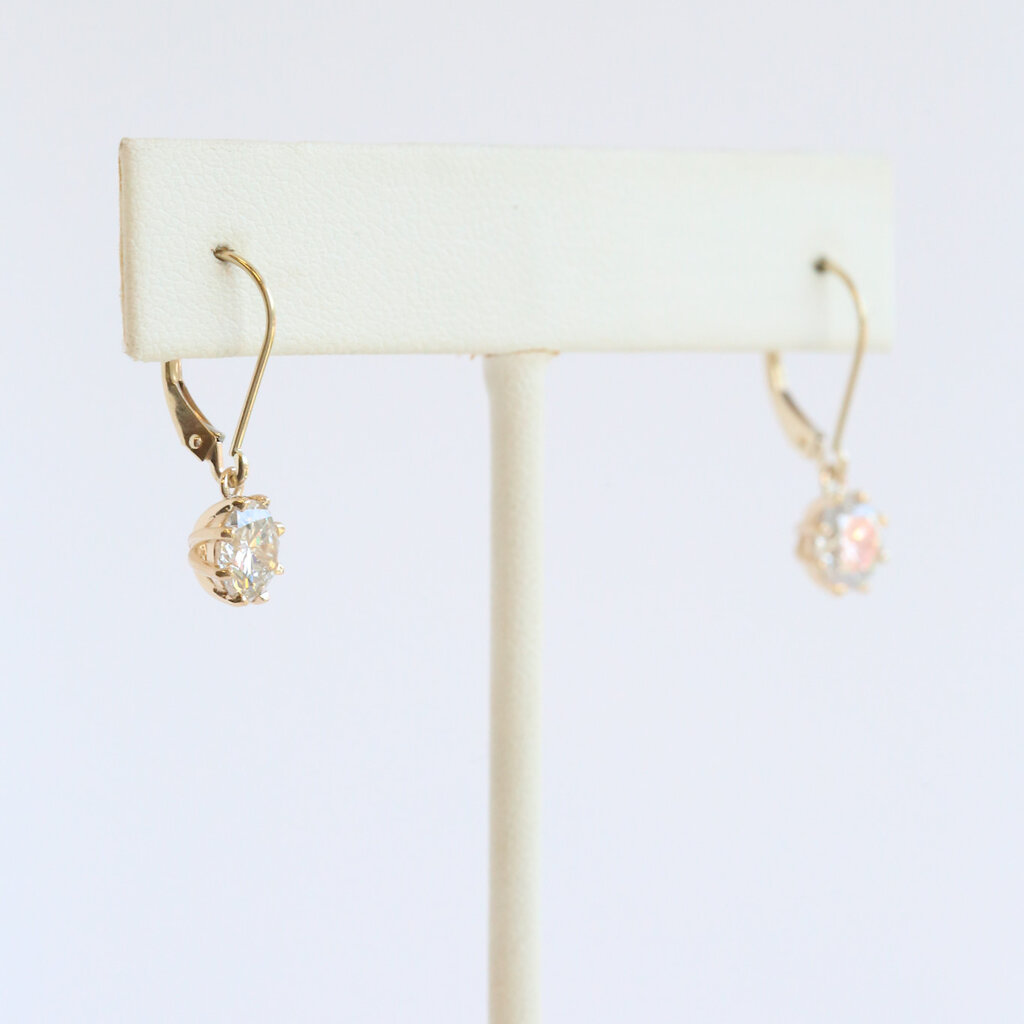 American Jewelry ESTATE 14k Yellow Gold 2ctw Diamond Solitaire Dangle Earrings