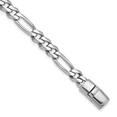 American Jewelry Sterling Silver Rhodium-Plated 8.5mm Figaro Link Chain (24")
