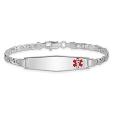 American Jewelry Sterling Silver Rhodium Plated Anchor Link Medical ID Bracelet (8")