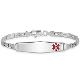 American Jewelry Sterling Silver Rhodium Plated Anchor Link Medical ID Bracelet (8")