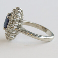 American Jewelry 14k White Gold 1ctw Diamond AA Sapphire Double Oval Halo Ring