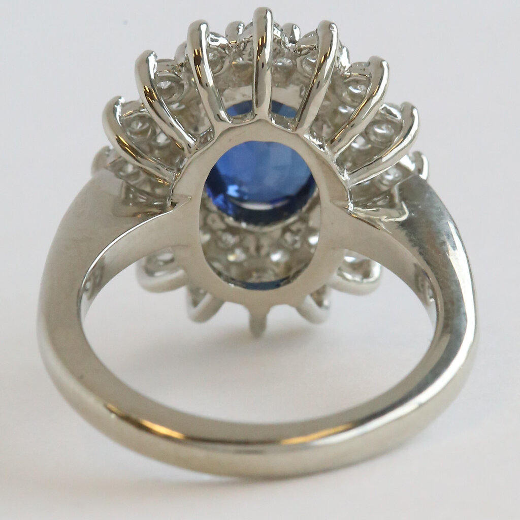 American Jewelry 14k White Gold 1ctw Diamond AA Sapphire Double Oval Halo Ring