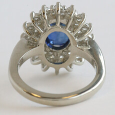 American Jewelry 14k White Gold 1ctw Diamond AA Sapphire Double Oval Halo Ring