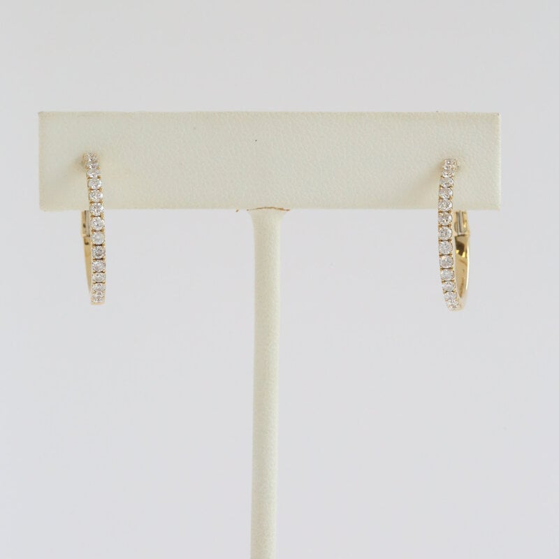 American Jewelry ESTATE 14k Yellow Gold 1/2ctw Diamond Hoop Earrings