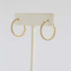 American Jewelry ESTATE 14k Yellow Gold 1/2ctw Diamond Hoop Earrings