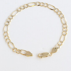 American Jewelry 14k Yellow & White Gold Two Tone Diamond Cut Figaro Chain Bracelet