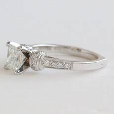 American Jewelry 18k White Gold 1.27ctw (1.07 H/VS2 GIA Ctr) Accented Solitaire Princess Diamond Engagement Ring