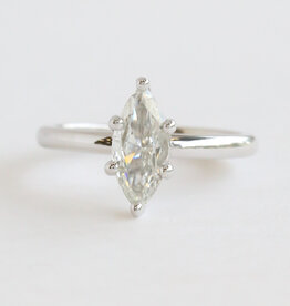 American Jewelry 14k White Gold 1ct H/vs1 Marquise Diamond Solitaire Engagement Ring